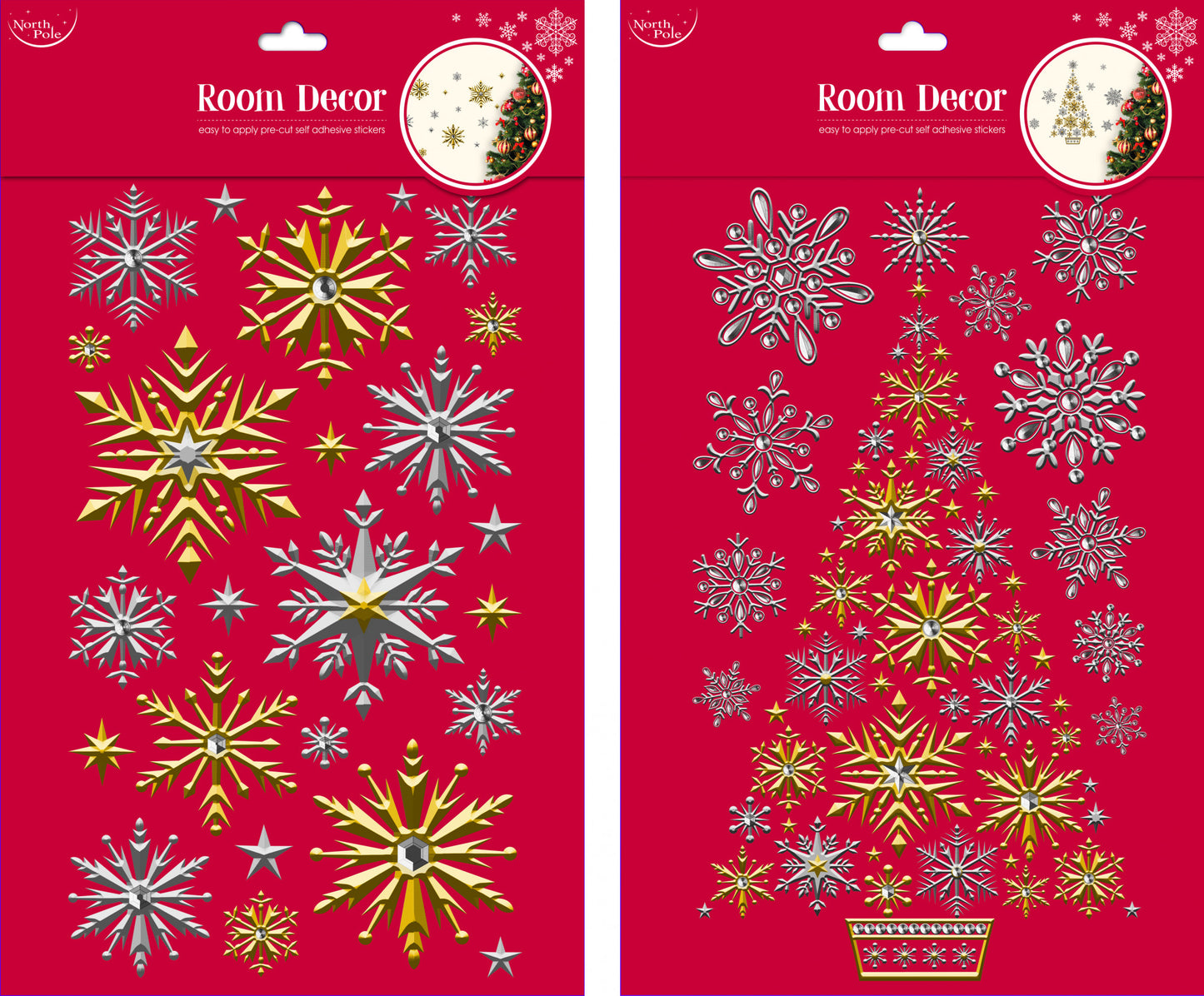 Snow Gold/Silver Room Stickers (Assorted Designs)