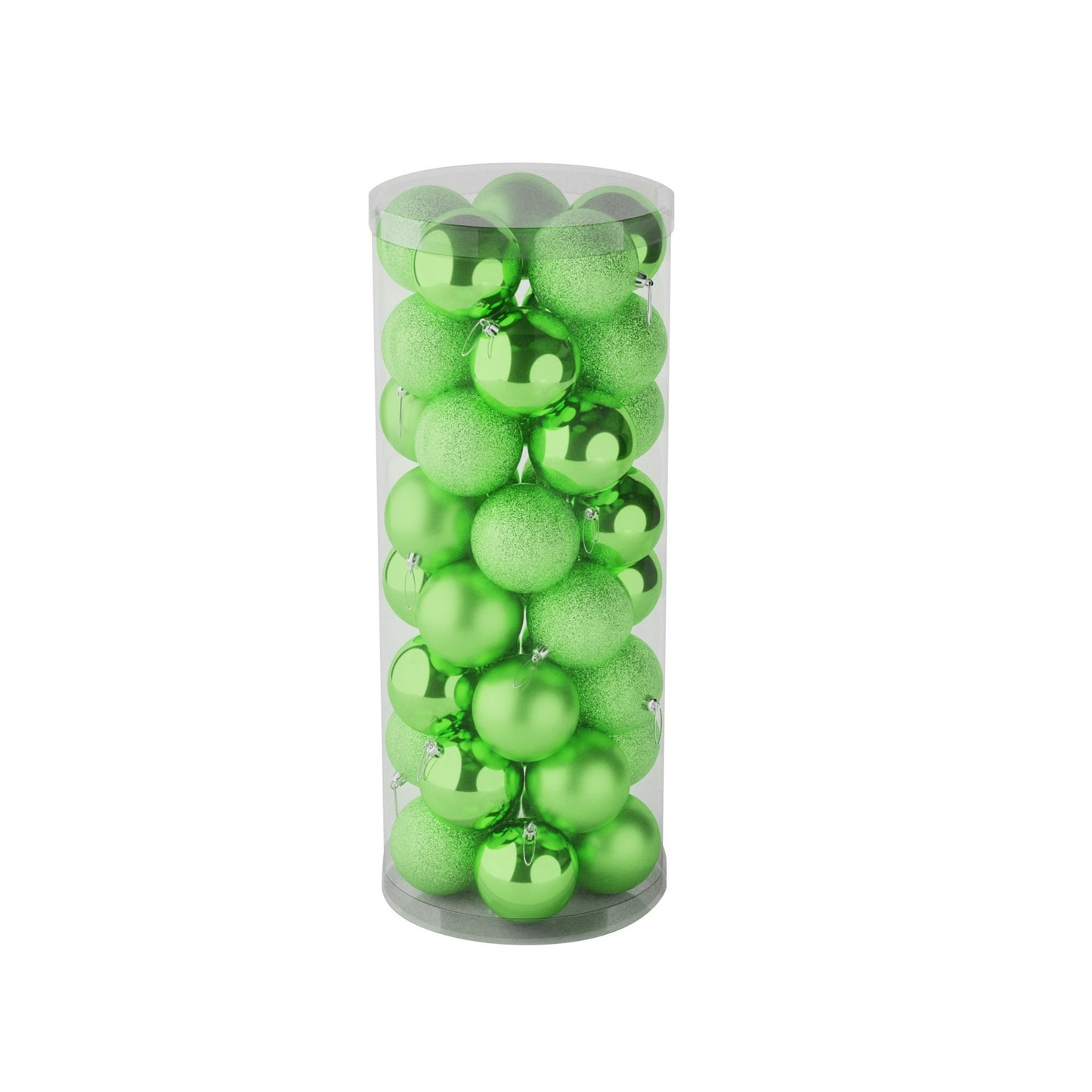 40 Light Green Baubles in Matt  Shiny &amp; Glitter Finish (8cm)