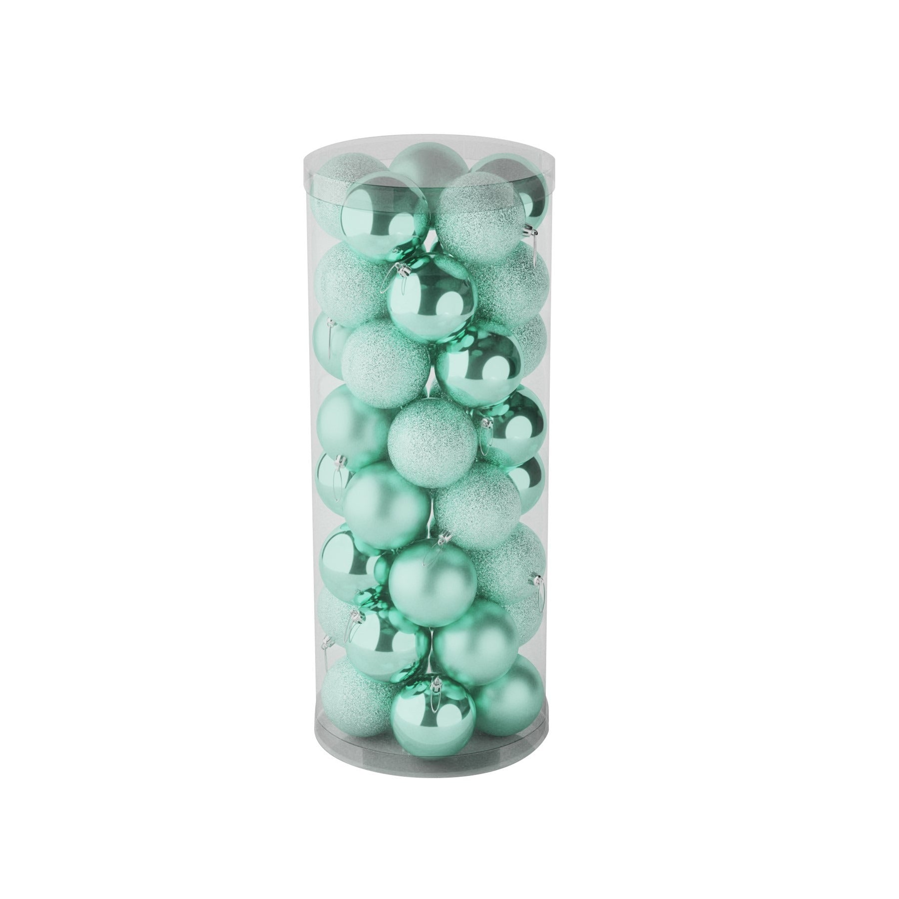 40 Mint Green Baubles in Matt  Shiny &amp; Glitter Finish (8cm)