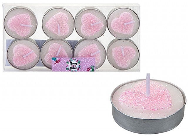 Glitter Heart Tealight Candles 