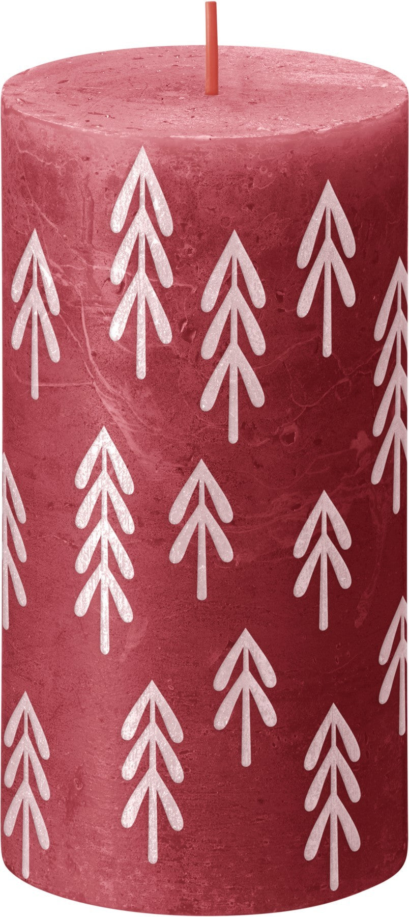 Bolsius Rustic Delicate Red Silhouette Pillar Candle with Tree (130mm x 68mm) 