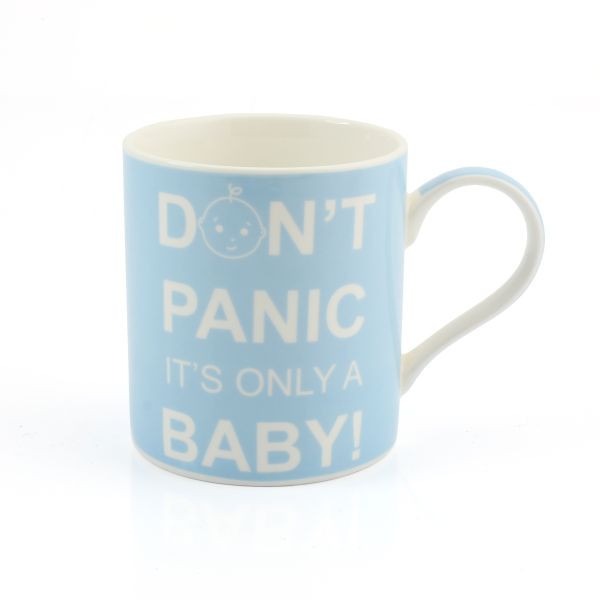 &#039;Exclusive&#039; Don&#039;t Panic Mug its only a Baby - Blue with Gift Box