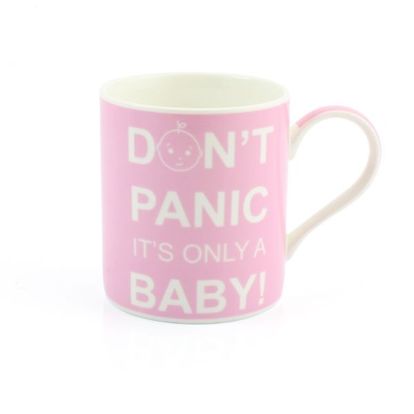 &#039;Exclusive&#039; Don&#039;t Panic its only a Baby Mug - Pink - Gift Boxed