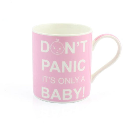 &#039;Exclusive&#039; Don&#039;t Panic its only a Baby Mug - Pink - Gift Boxed