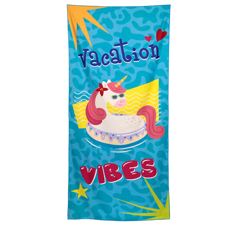 Microfibre Beach Towel - Vacation Vibes Unicorn BTOW05-0