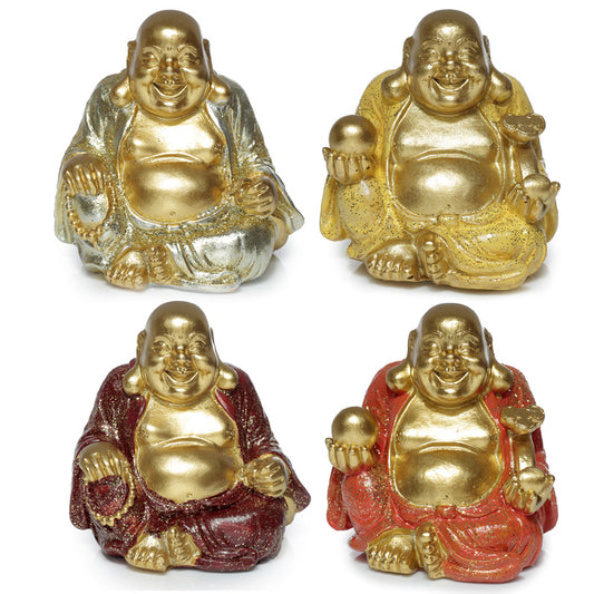 Decorative Ornament - Mini Lucky Glitter Chinese Laughing Buddha 6cm BUD373-0