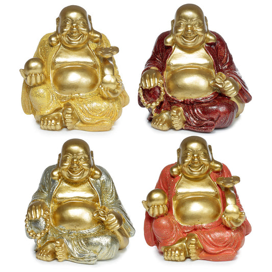 Decorative Ornament - Mini Lucky Glitter Chinese Laughing Buddha 8cm BUD375-0