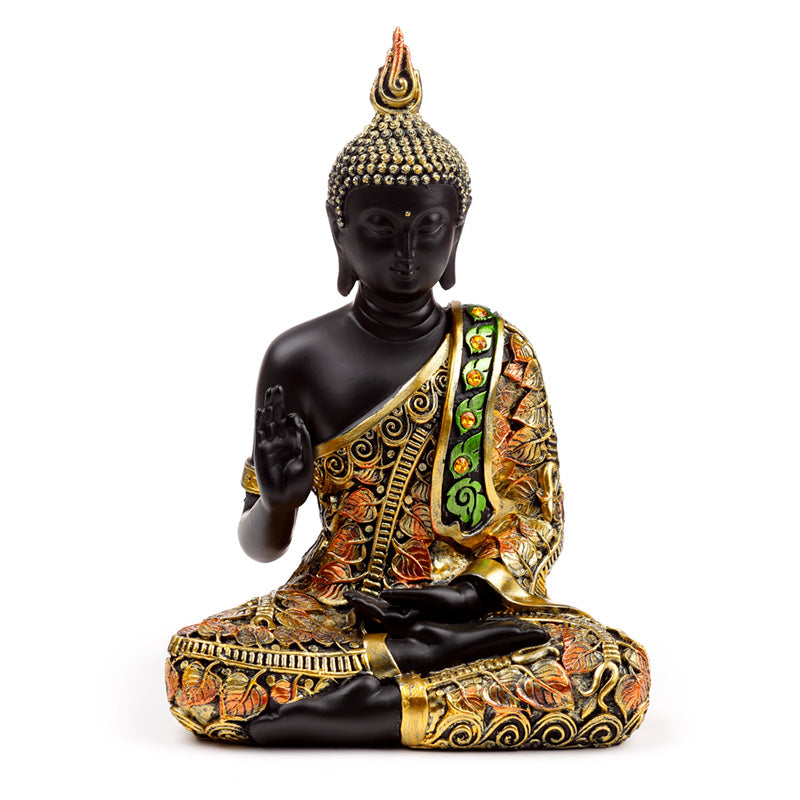 Decorative Black & Orange Gold Thai Buddha - Meditation BUD383-0