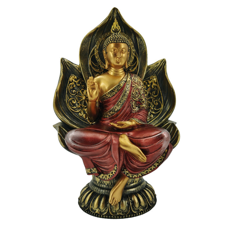 Thai Buddha Figurine - Red and Gold Seated Lotus BUD386-0