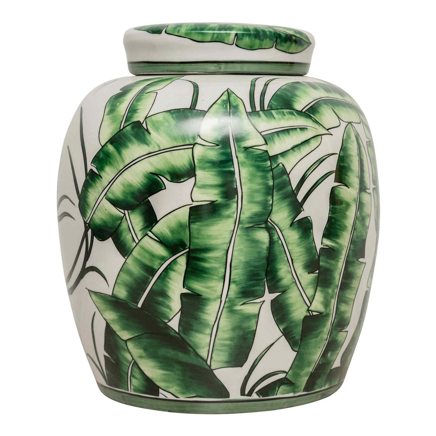 Corn Plant Leaf 13" Ginger Jar-0