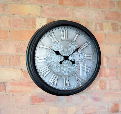 Moving Gear Clock with Roman Numerals-2