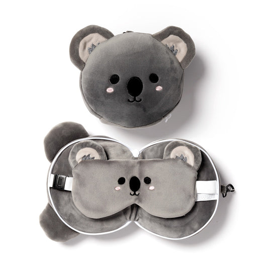 Koala Relaxeazzz Plush Round Travel Pillow & Eye Mask Set CUSH226-0