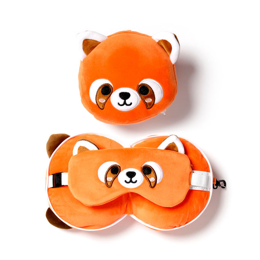 Red Panda Relaxeazzz Plush Round Travel Pillow & Eye Mask Set CUSH229-0