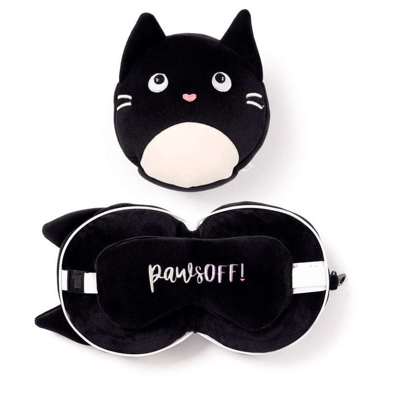 Feline Fine Cat Relaxeazzz Plush Round Travel Pillow & Eye Mask Set CUSH249-0