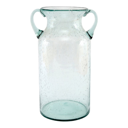 Glass Flower Vase with Handles Daisy Bubble Design 25cm-0