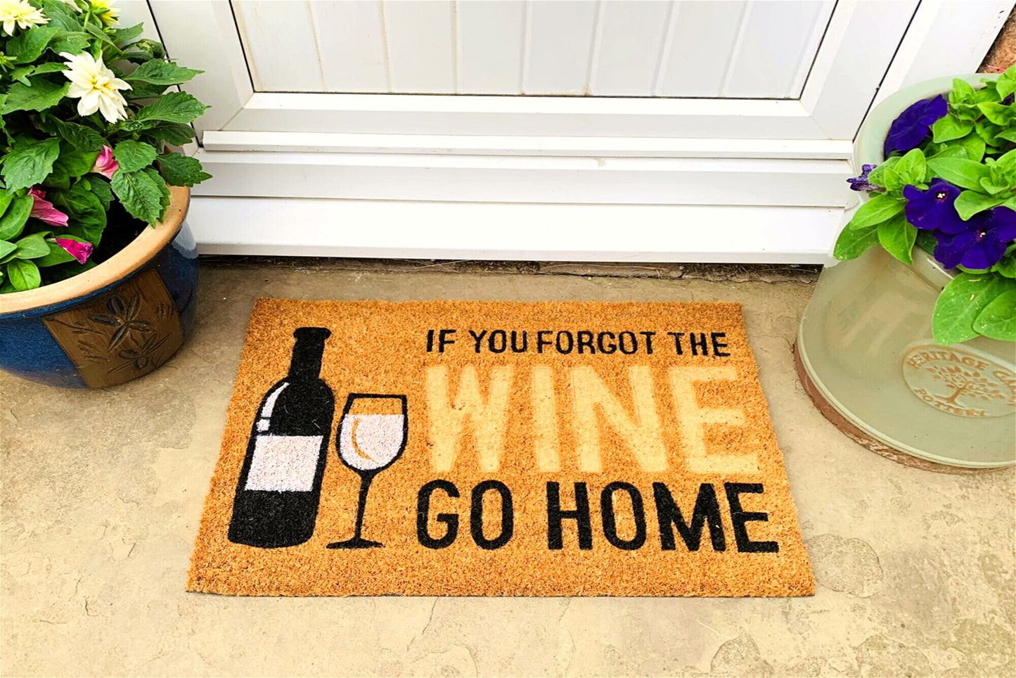 Coir Doormat with Wine Bottle & Glass-1