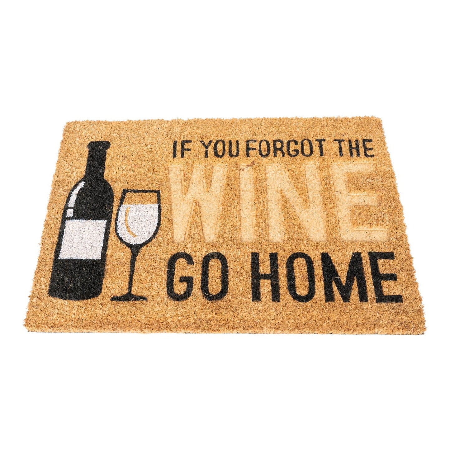 Coir Doormat with Wine Bottle & Glass-0