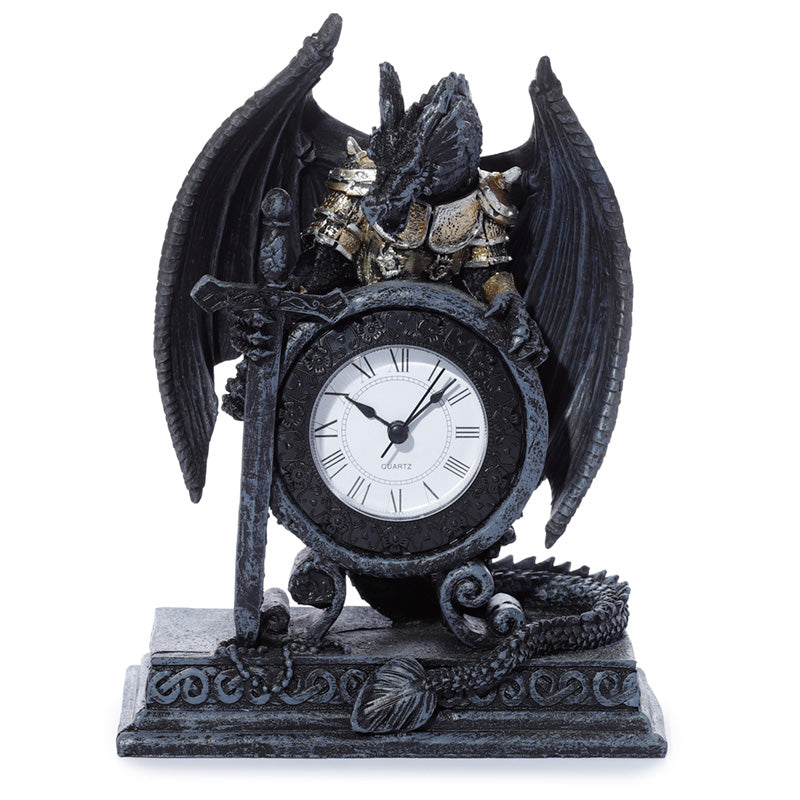 Gothic Armoured Dragon Mantle Clock DRG28-0