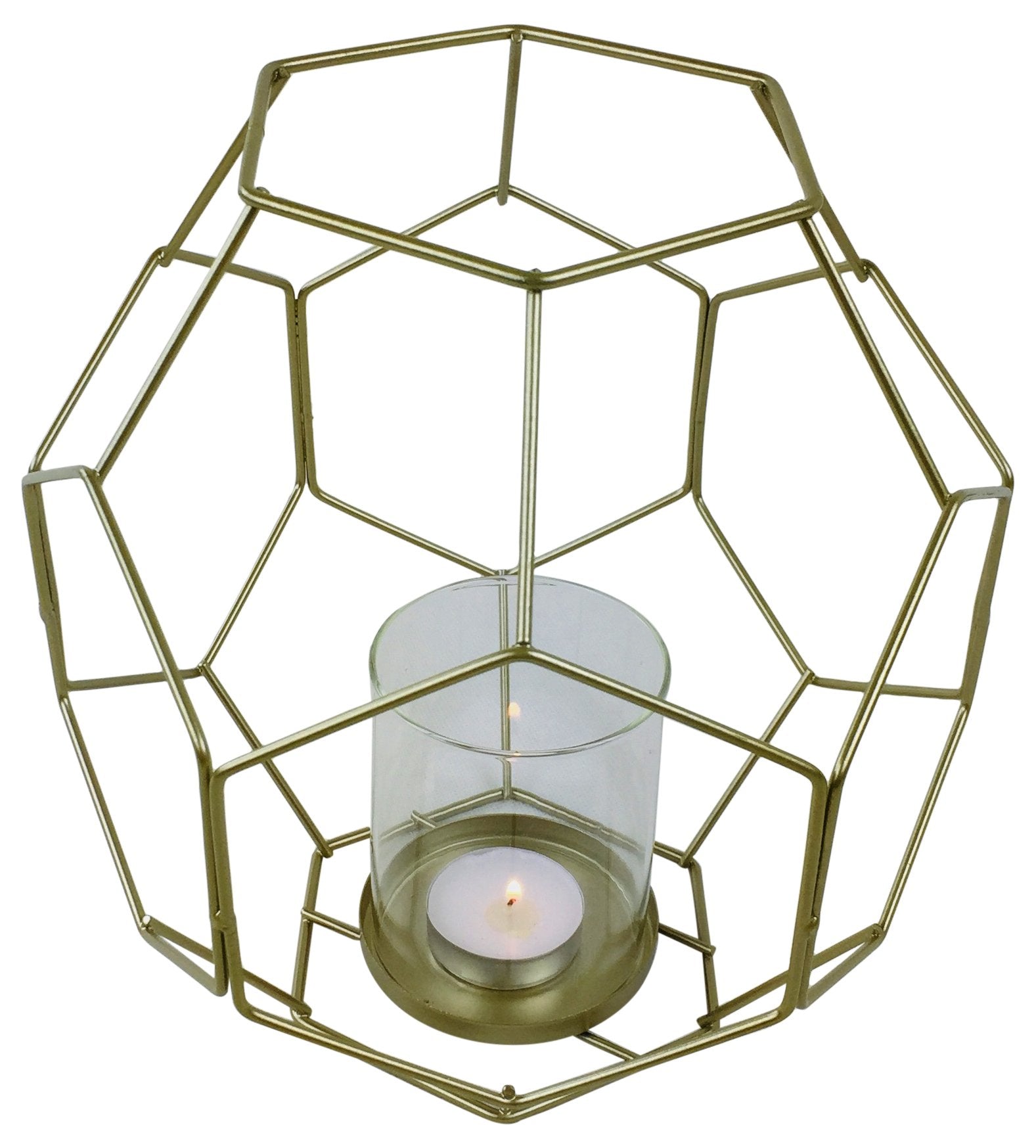 Gold Geometric Candleholder 21cm-0