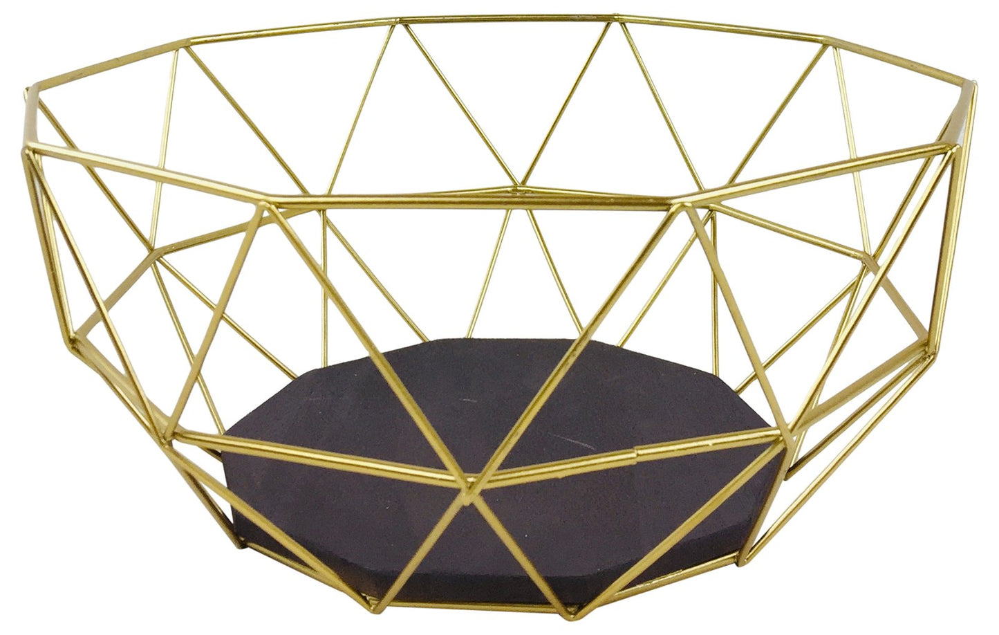 Golden Geometric Style Wire Bowl-0