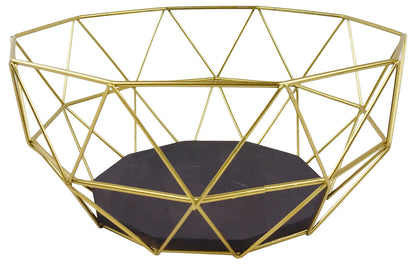 Golden Geometric Style Wire Bowl-0