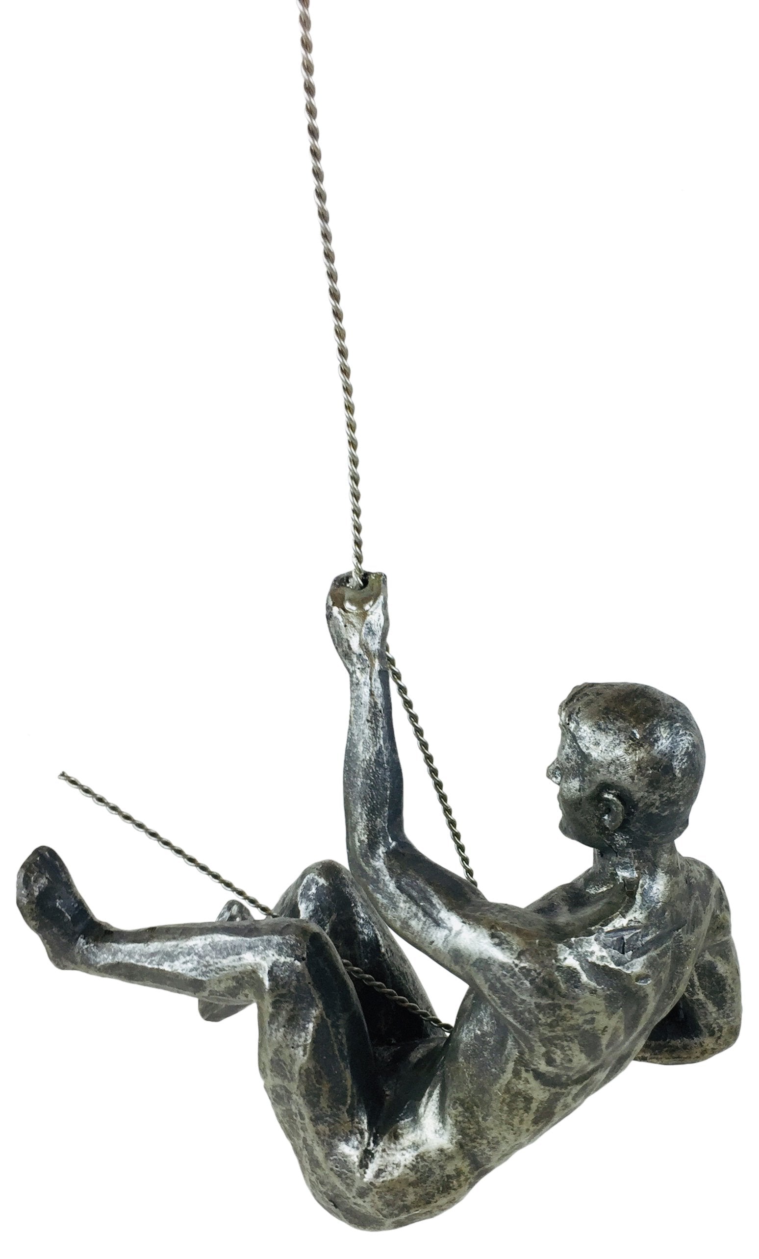 Silver Abseiling Man Looking Up 73cm-2