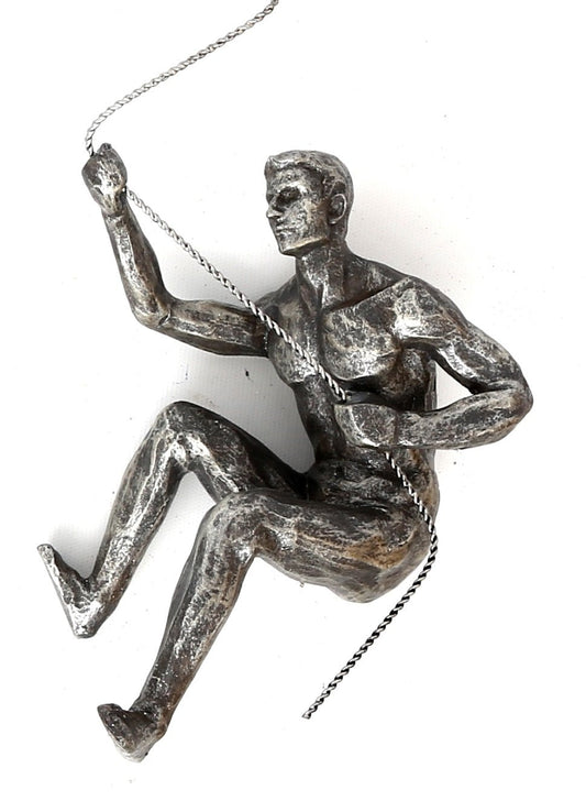 Silver Abseiling Man Looking Up 73cm-0