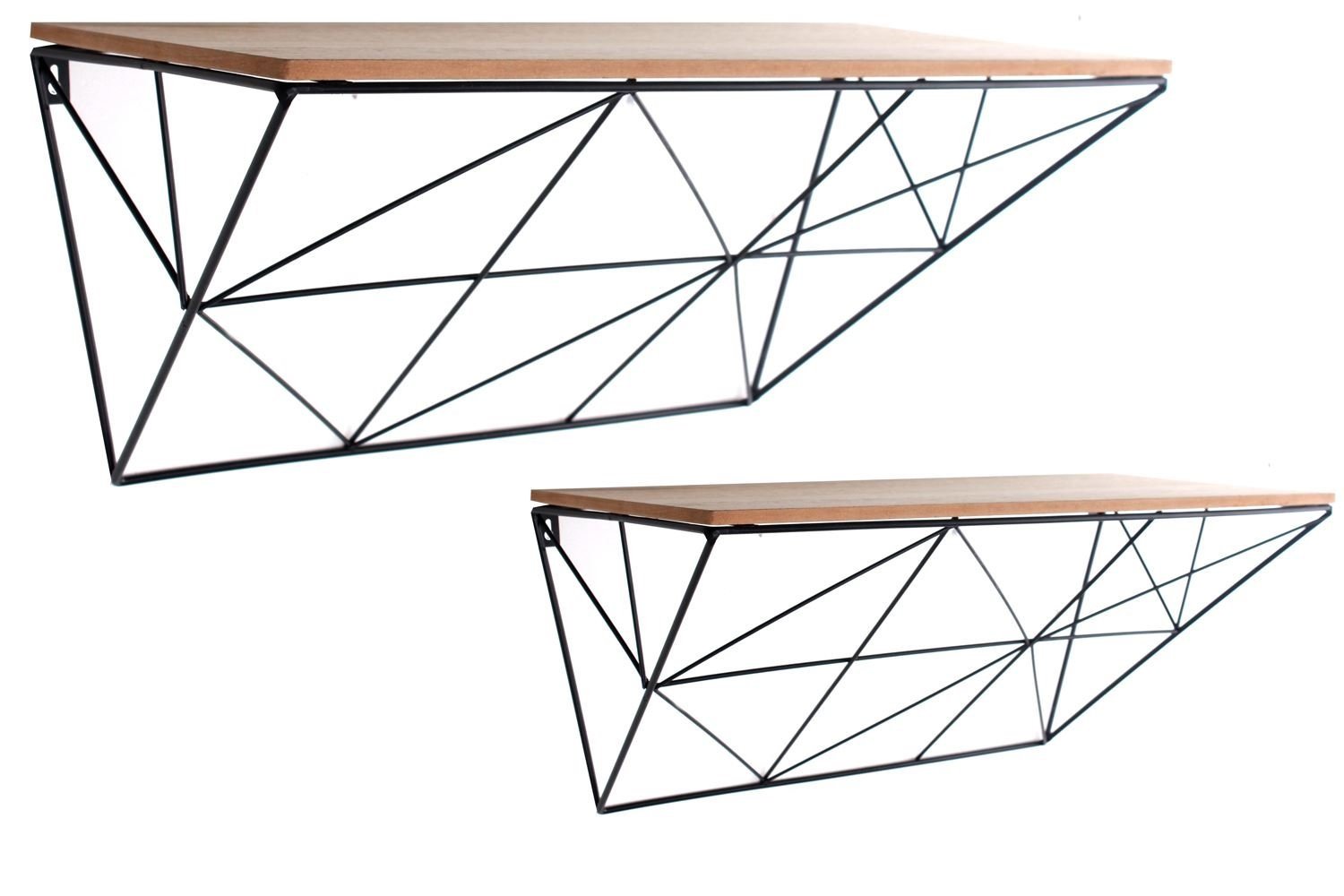 Set of 2 Black Geometric Shelves-0