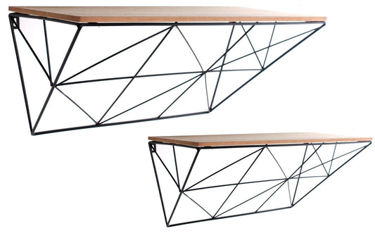 Set of 2 Black Geometric Shelves-0