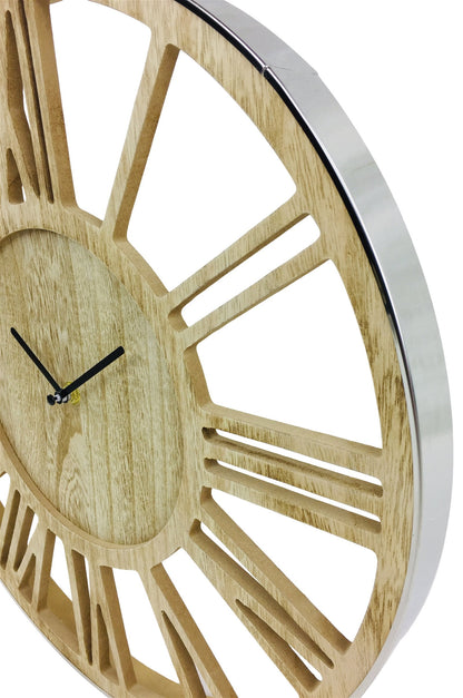 Wooden Silver Clock 40cm-1