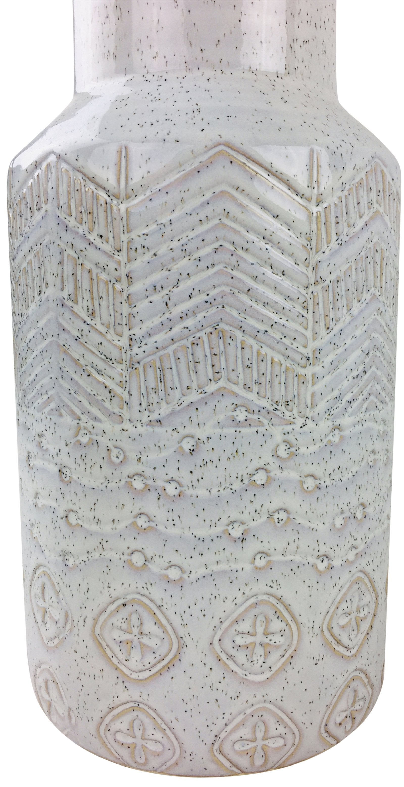 White Herringbone Textured Stoneware Vase 30cm-2