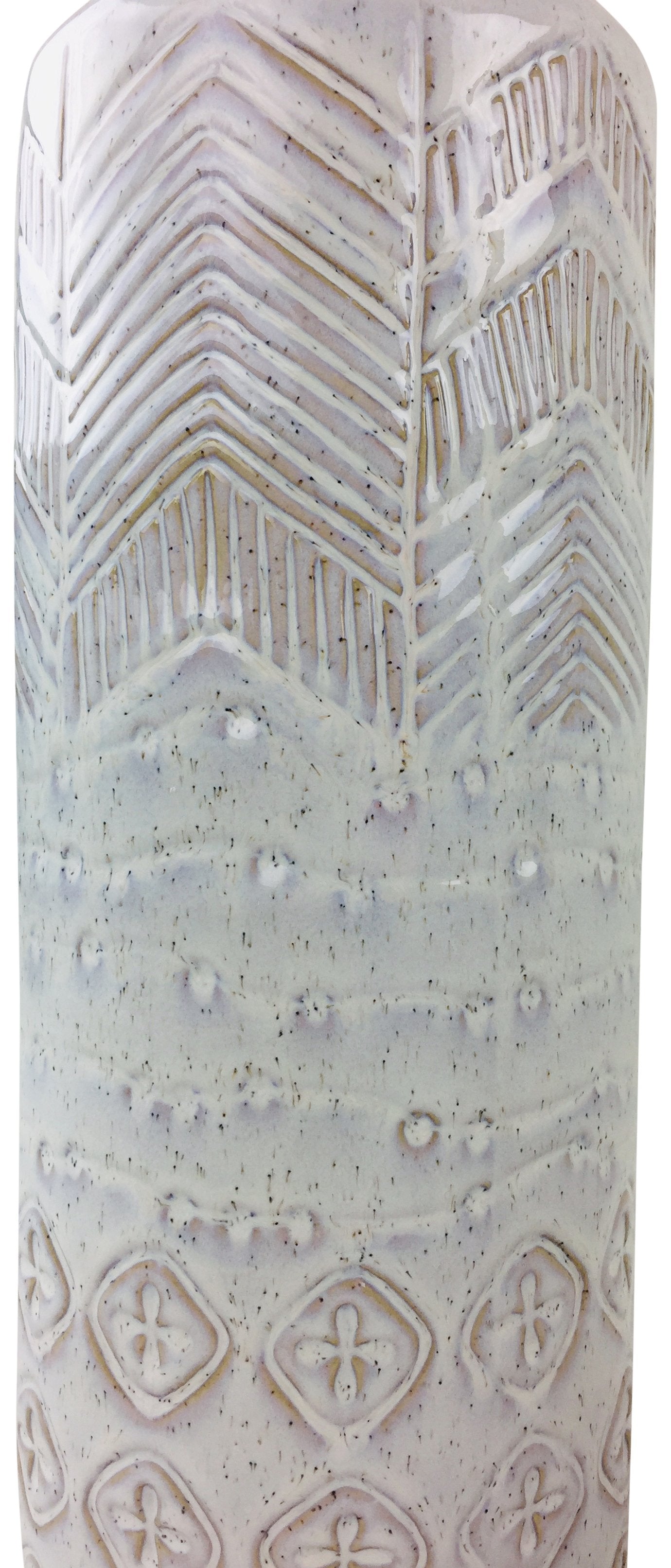 White Herringbone Textured Stoneware Vase 44cm-3