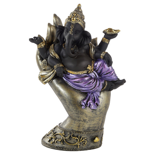 Decorative Purple, Gold & Black Ganesh - Lying in Hand GAN14-0