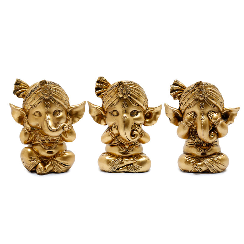 Decorative Set of 3 Ganesh Figurines - Speak No See No Hear No Evil GAN20-0