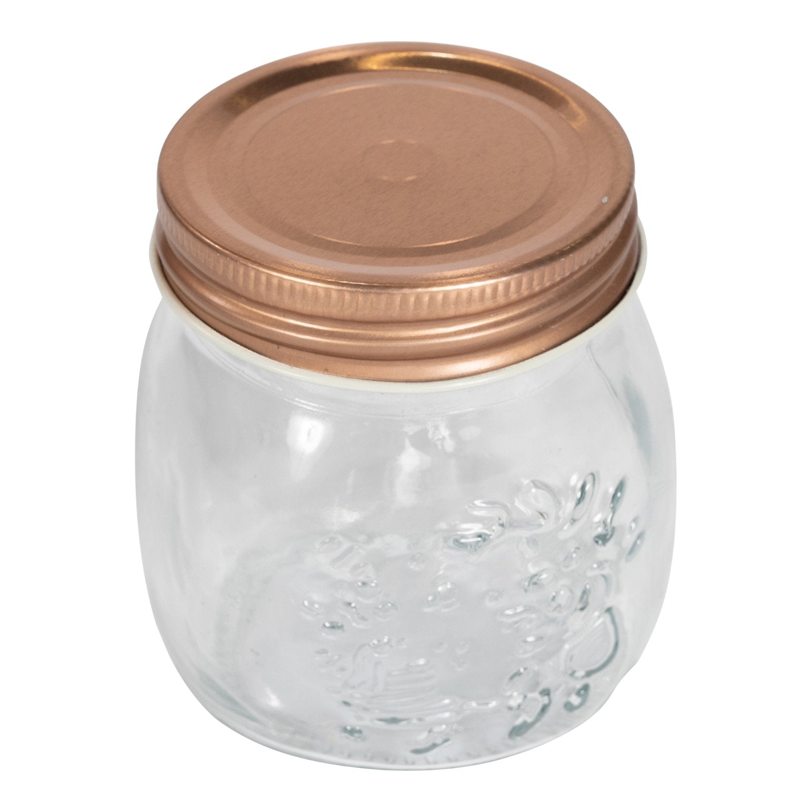 Kitchen Glass Embossed Storage Jar With Copper Screw Lid - Small-2