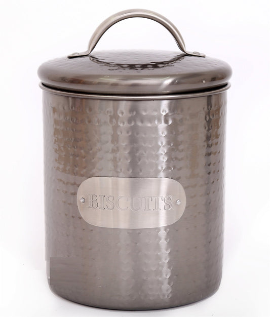 Grey Stainless Steel Biscuit Tin-0