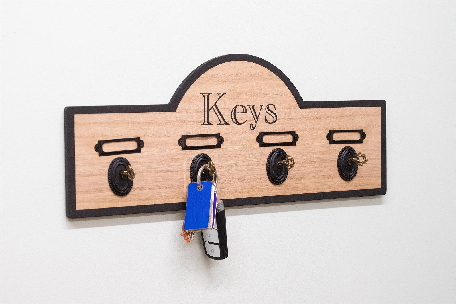 Wooden Board With 4 Key Design Hooks-2