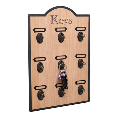 Wooden Board With 9 Key Design Hooks-2