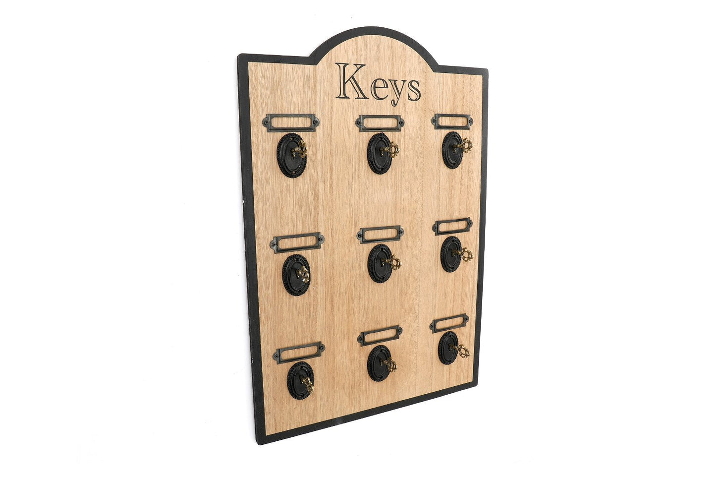 Wooden Board With 9 Key Design Hooks-0