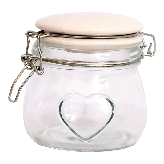 Glass Storage Jar With Heart - Small-0