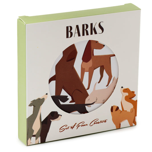 Set of 4 Cork Novelty Coasters - Barks Dog KP70-0