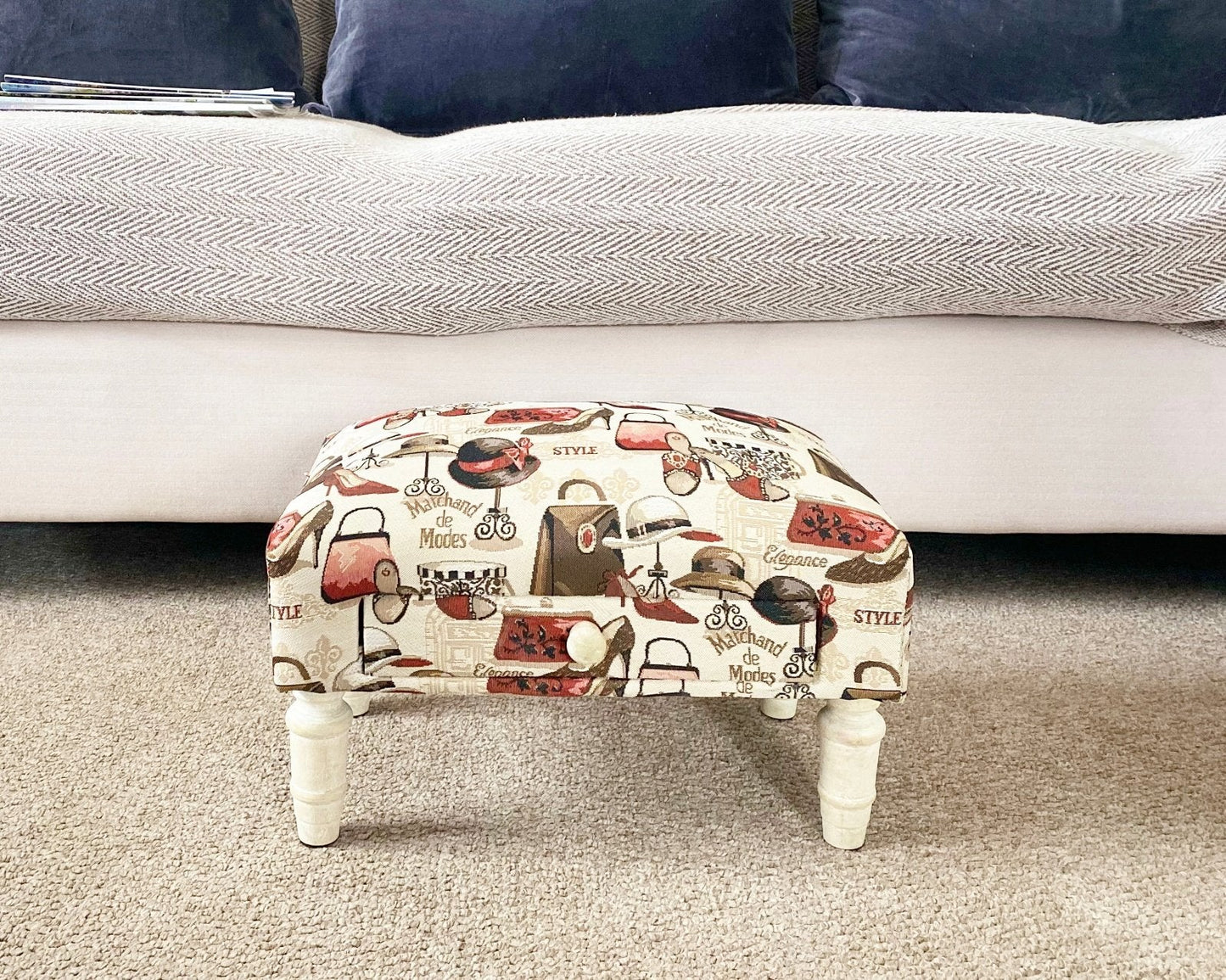 Ladies Fabric Footstool with Drawer-4