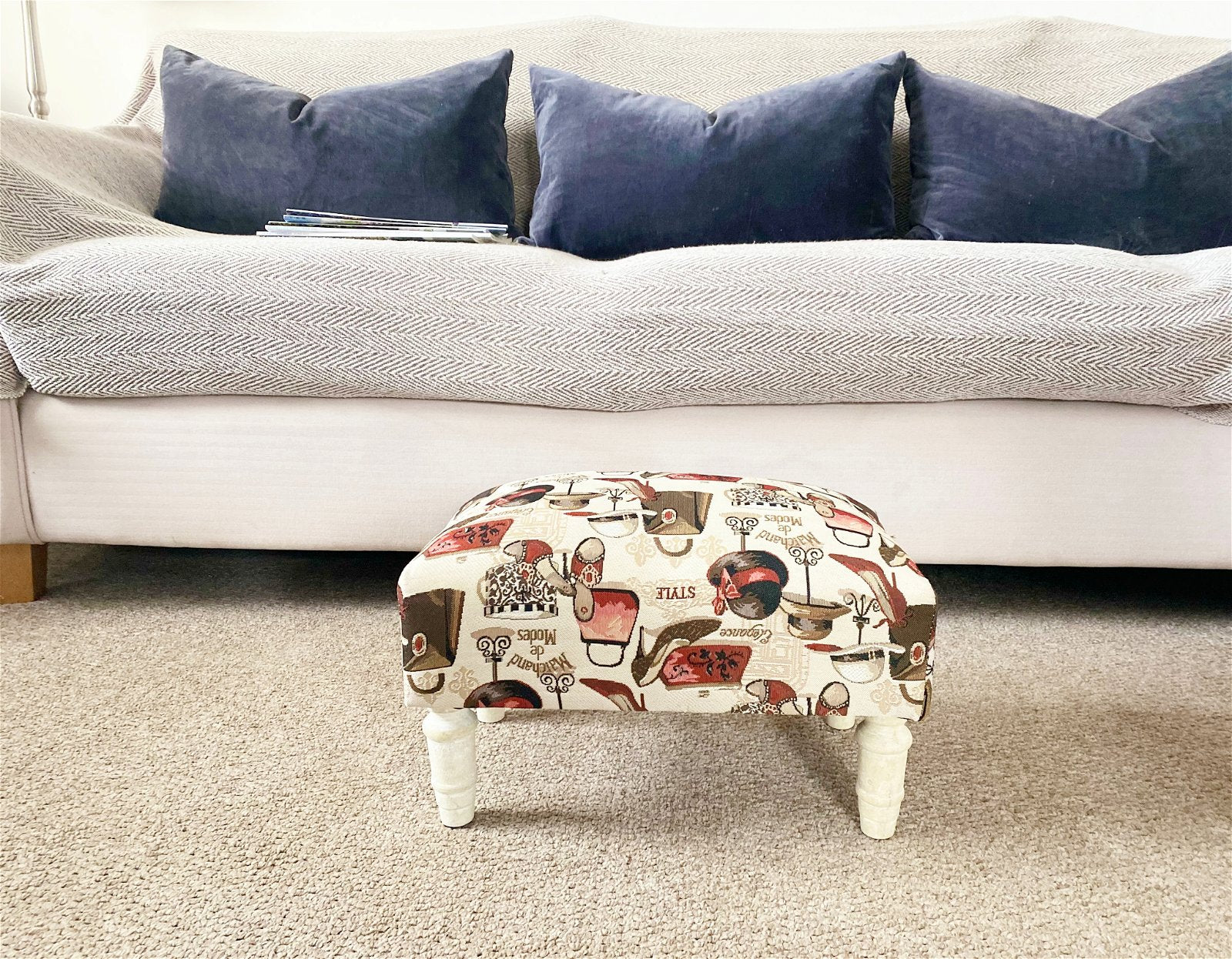 Ladies Fabric Footstool with Drawer-2