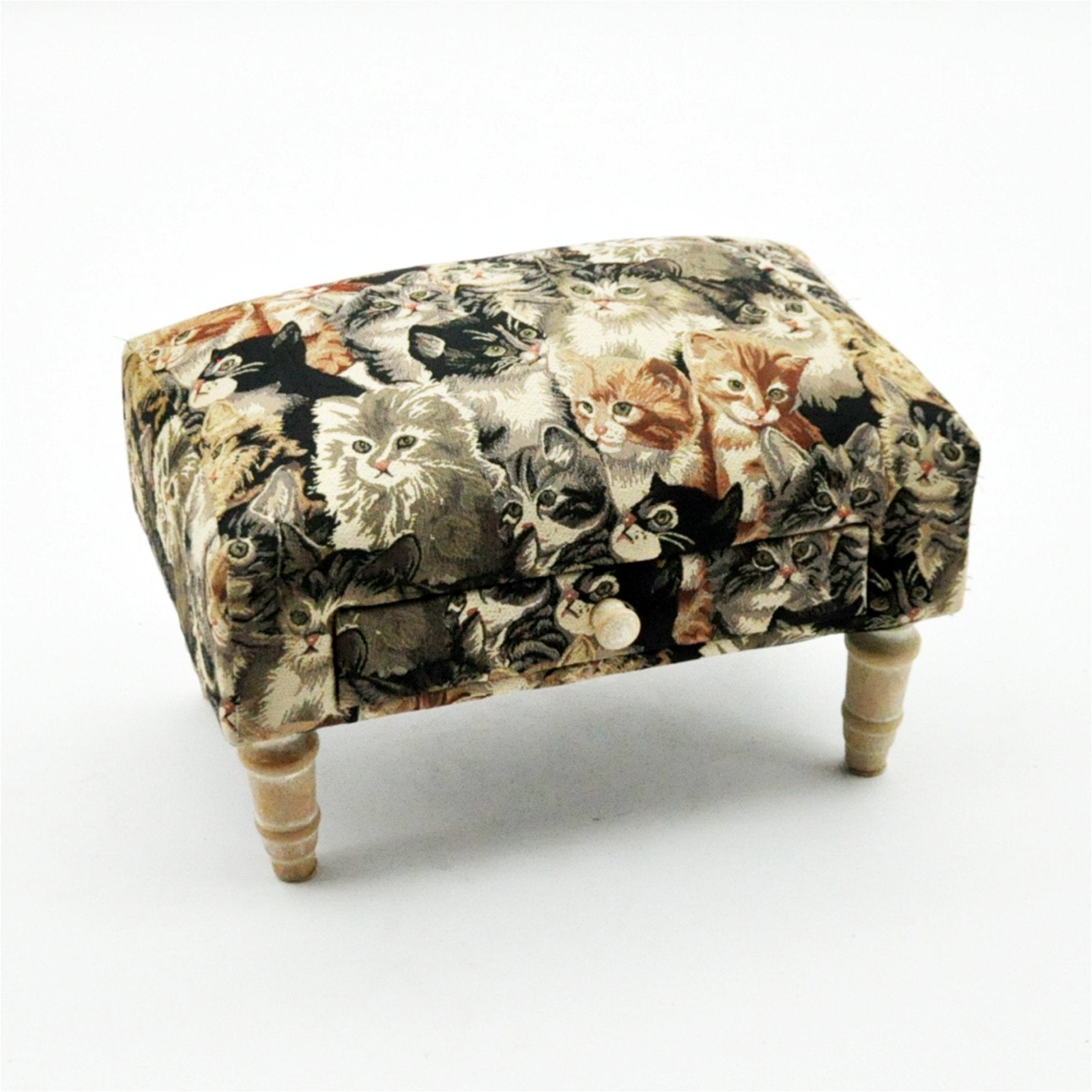 Cat Fabric Footstool with Drawer-0