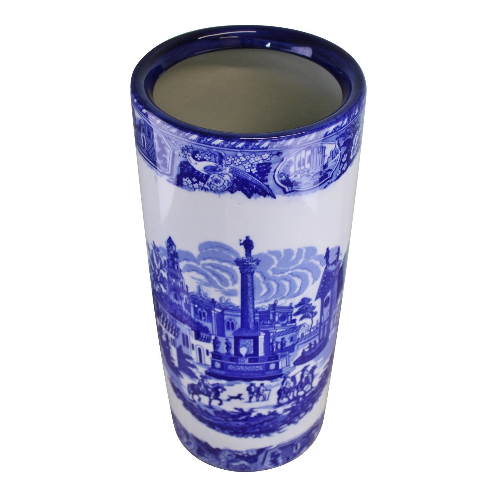 Umbrella Stand, Vintage Blue & White Townscape Design-2