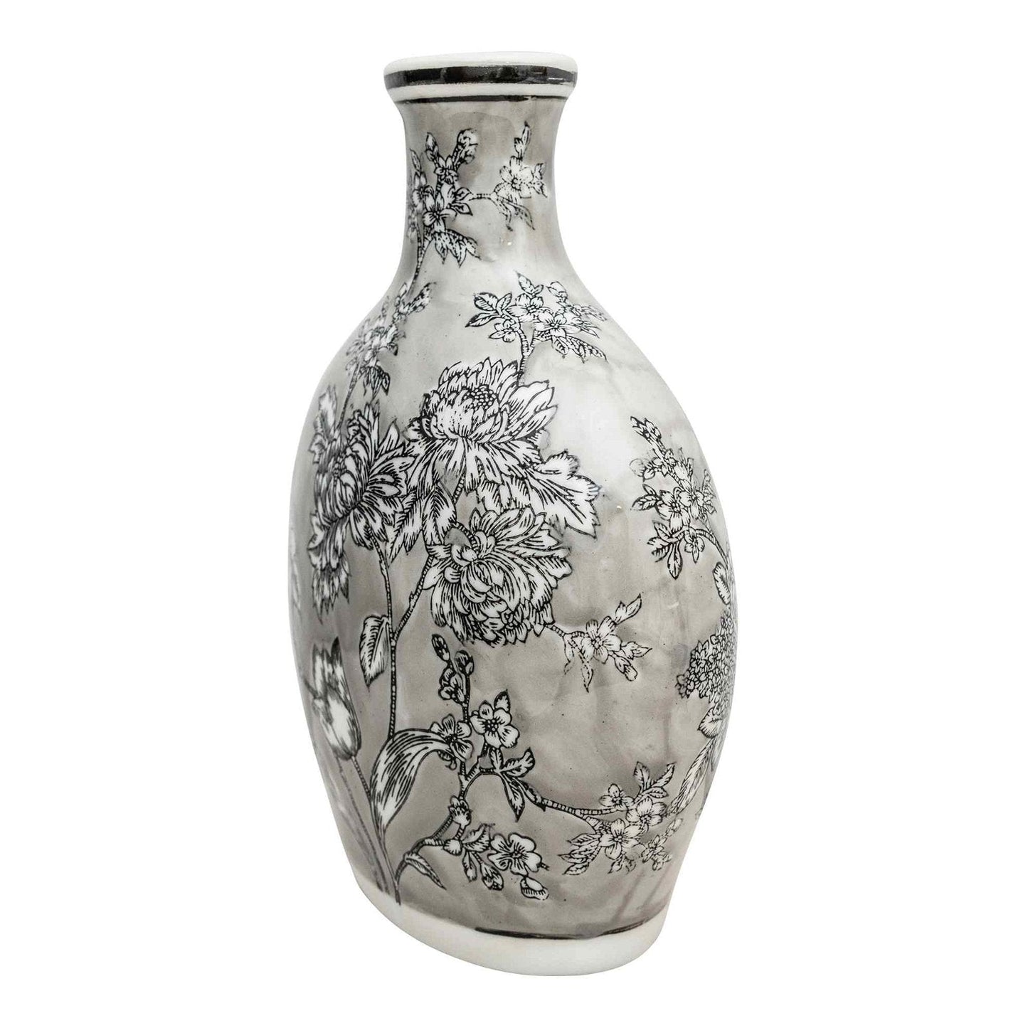 Peony Grey & White Bottle Vase-3