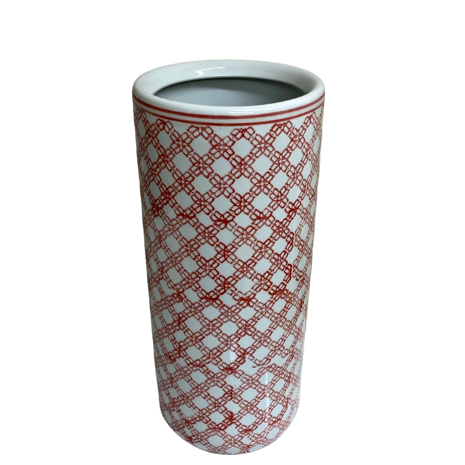 Red and White Daisy Chain Umbrella Stand-0