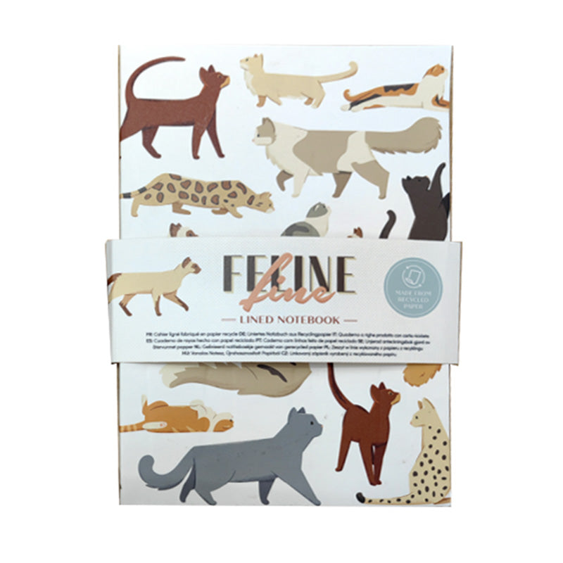 Recycled Paper A5 Lined Notebook - Feline Fine Cats MEMO112-0