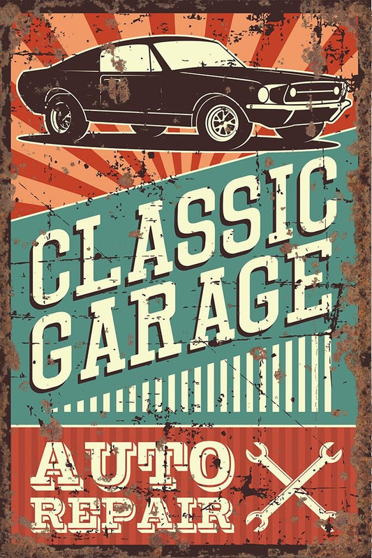 Vintage Metal Sign - Classic Garage Auto Repair-0