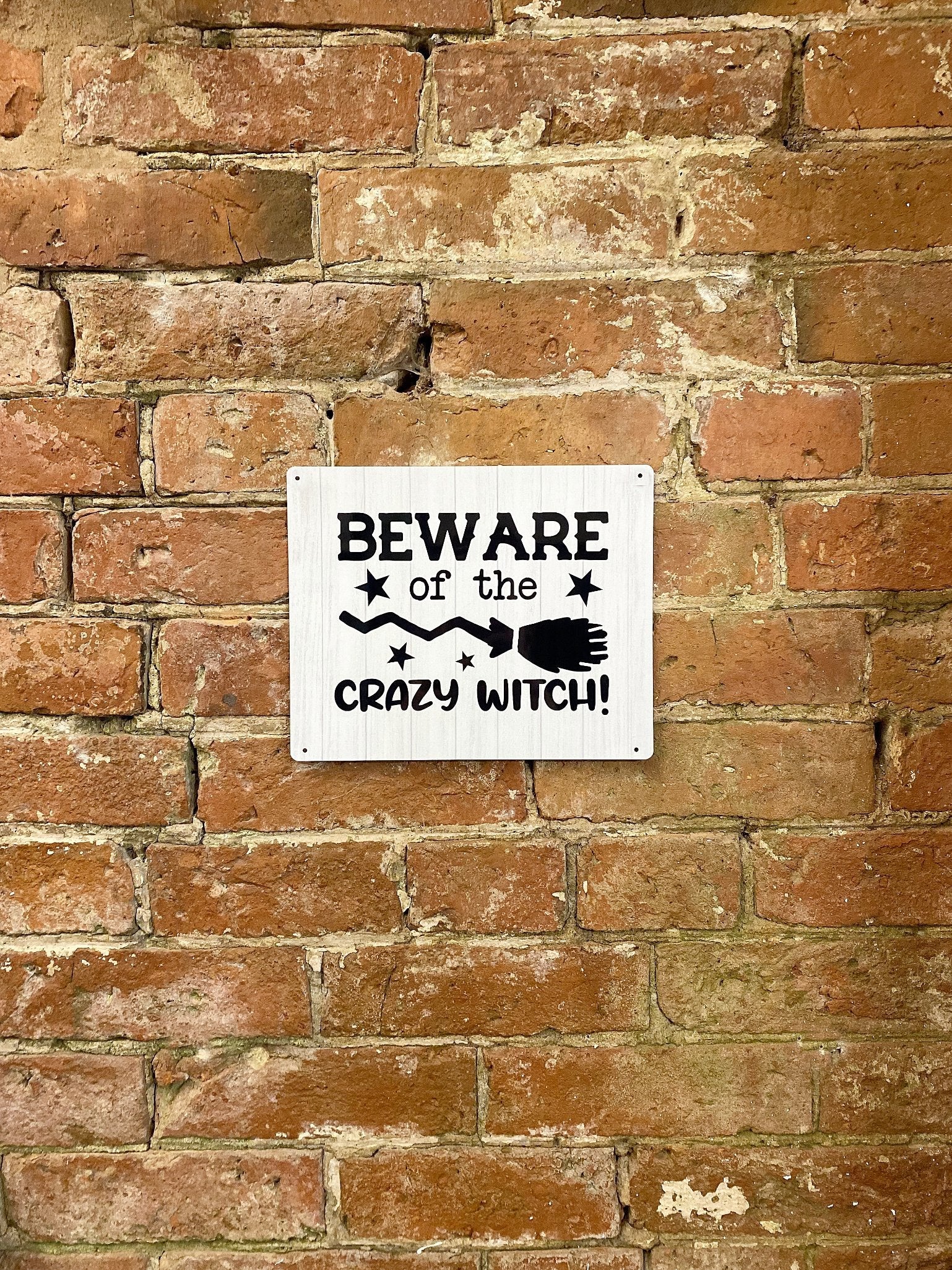 Metal Sign Plaque - Beware of The Crazy Witch-1